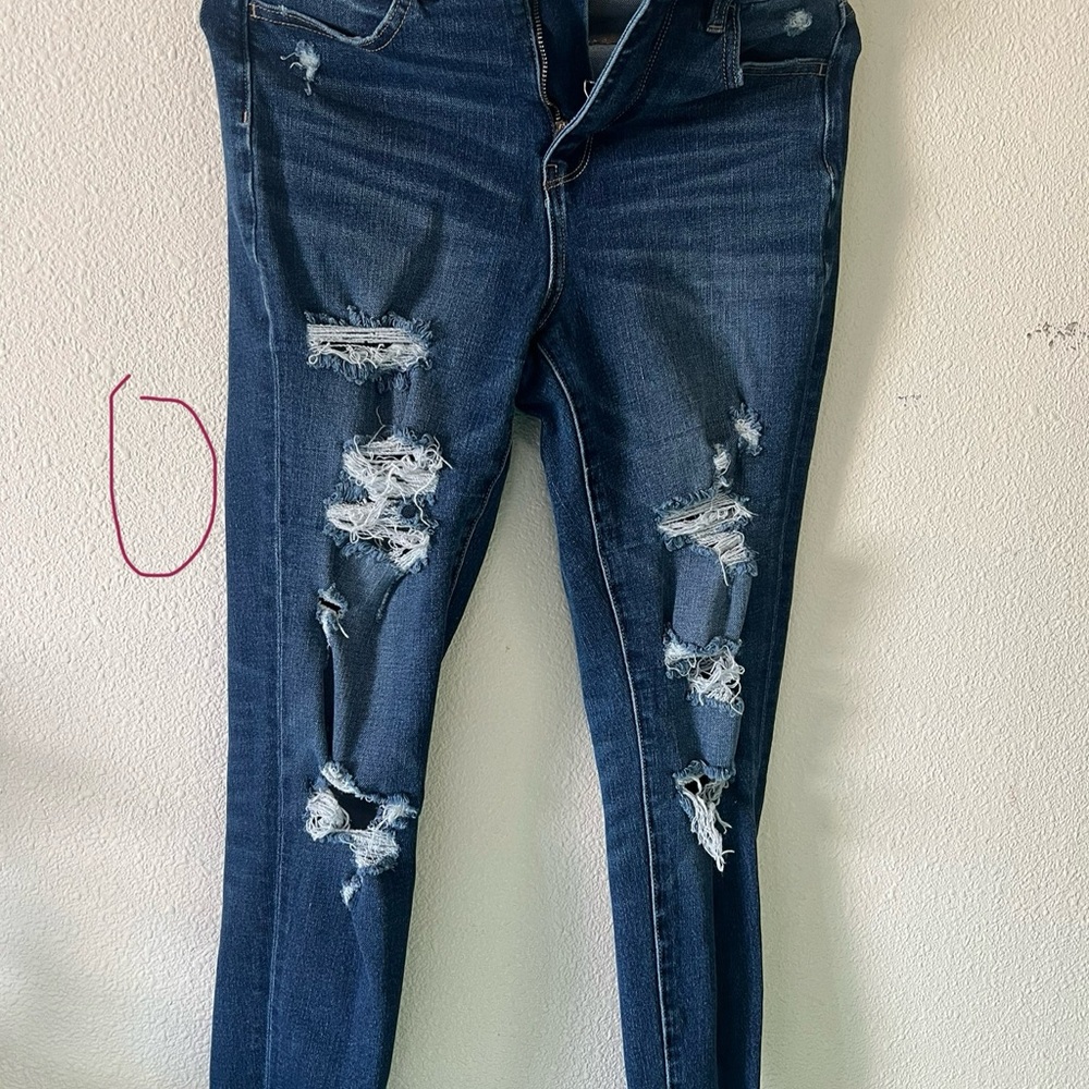 American Eagle Outfitters Ripped Dark Blue Skinny Jeans